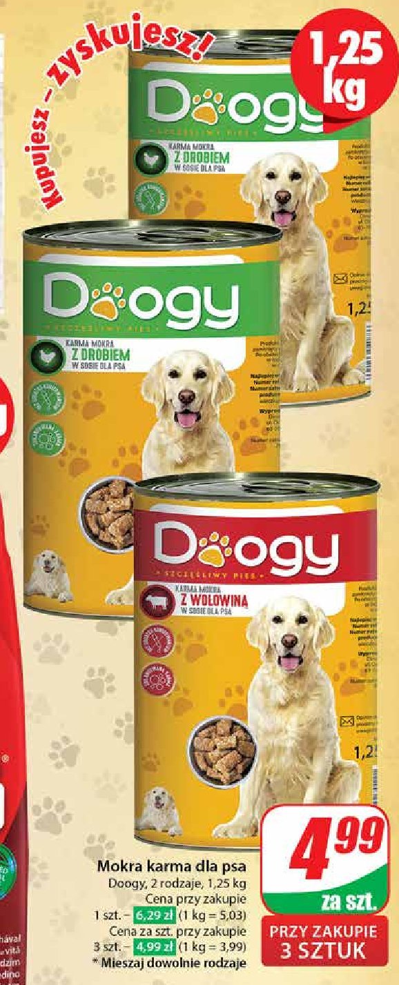 Karma dla psa z wołowiną Doogy promocja w Dino