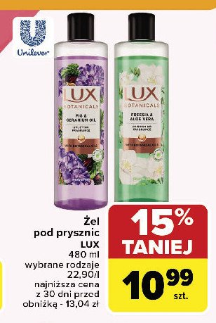 Żel pod prysznic freesia & aloe vera Lux botanicals promocja w Carrefour