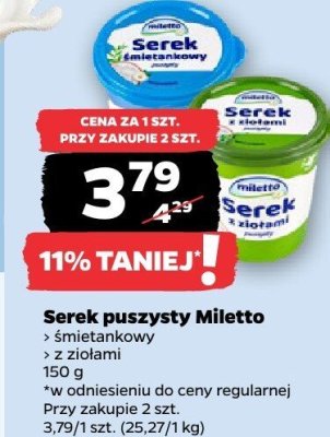Serek puszysty Miletto śmietankowy  promocja w Netto