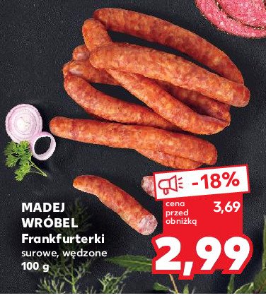 Frankfuterki surowe wędzone Madej & wróbel promocja