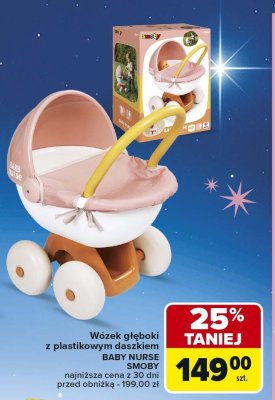 Wózek głęboki z plastikowym daszkiem BABY NURSE SMOBY promocja w Carrefour