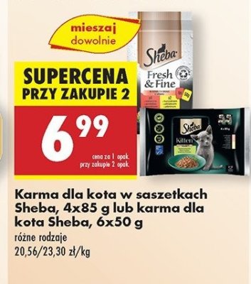 Karma dla kota z kurczakiem wołowiną kaczką Sheba fresh & fine promocja
