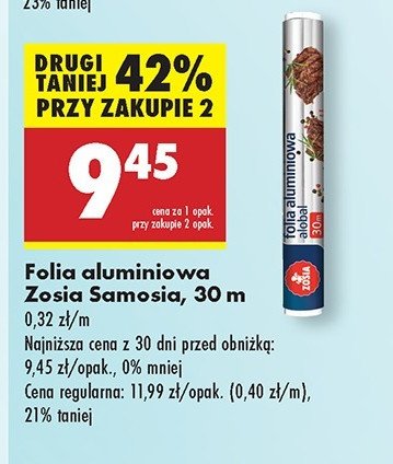 Folia aluminiowa 30 m z tłoczeniem Zosia samosia promocja w Biedronka