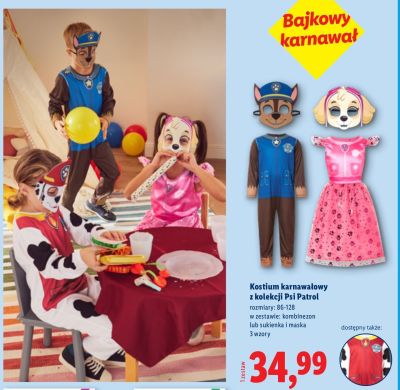 Kostium karnawałowy z kolekcji Psi Patrol promocja w Lidl