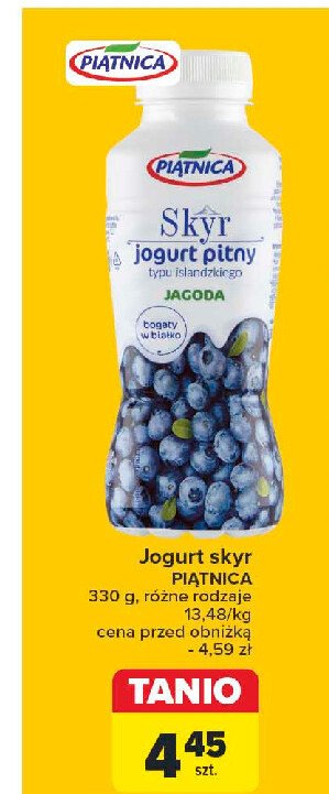 Jogurt pitny jagoda Piątnica skyr promocja