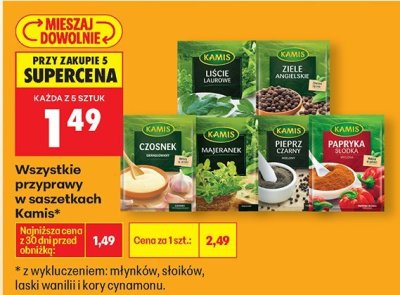 Przyprawy w saszetkach Kamis wszystkie promocja w Biedronka