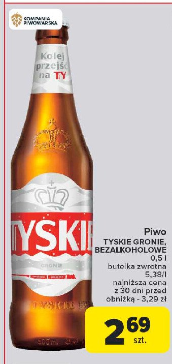 Piwo Tyskie 0.0% promocja w Carrefour Market