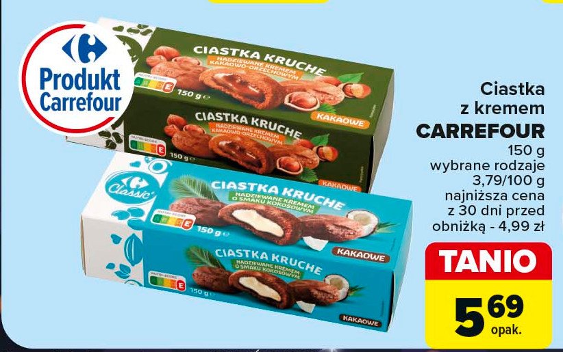 Ciastka kruche z kremem kokosowym Carrefour classic promocja