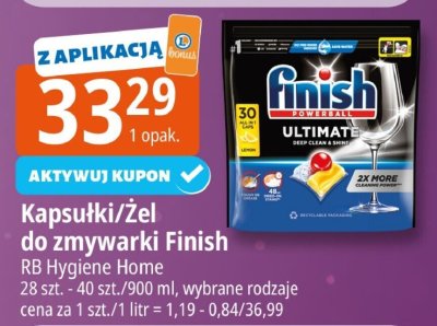 Kapsułki/Żel do zmywarki Finish RB Hygiene Home promocja w Leclerc