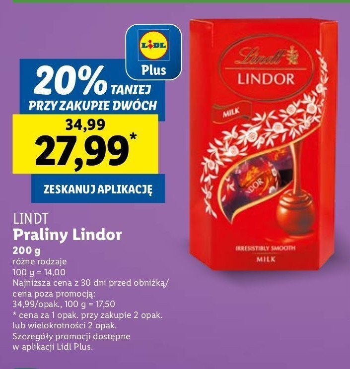 Praliny Lindt lindor promocja
