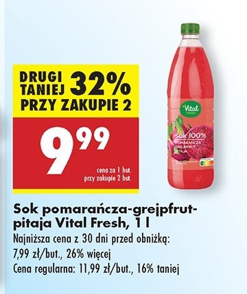 Sok pomarańcza-grejpfrut-pitaja Vital fresh promocja