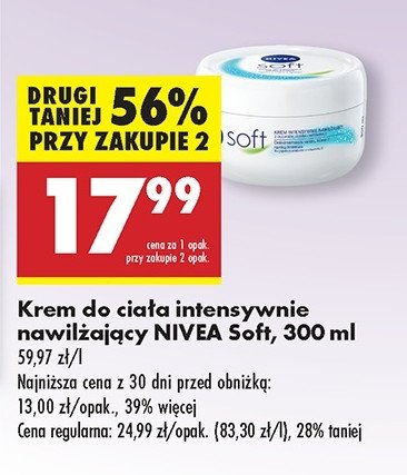 Krem do twarzy i ciała intensywnie nawilżający Nivea soft promocja w Biedronka