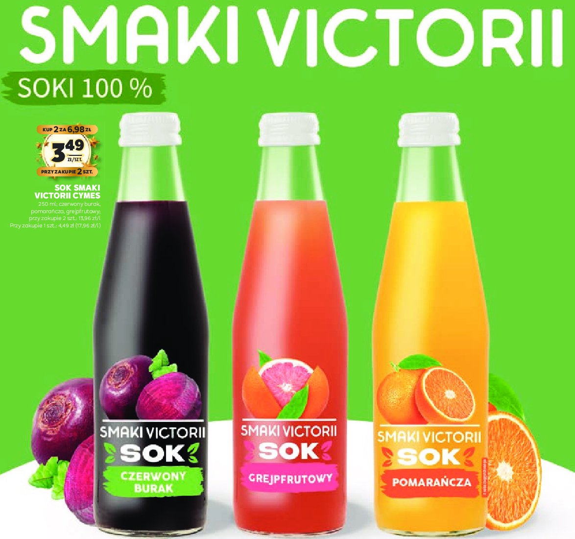 Sok z czerwonych buraków Cymes smaki victorii promocja w Stokrotka