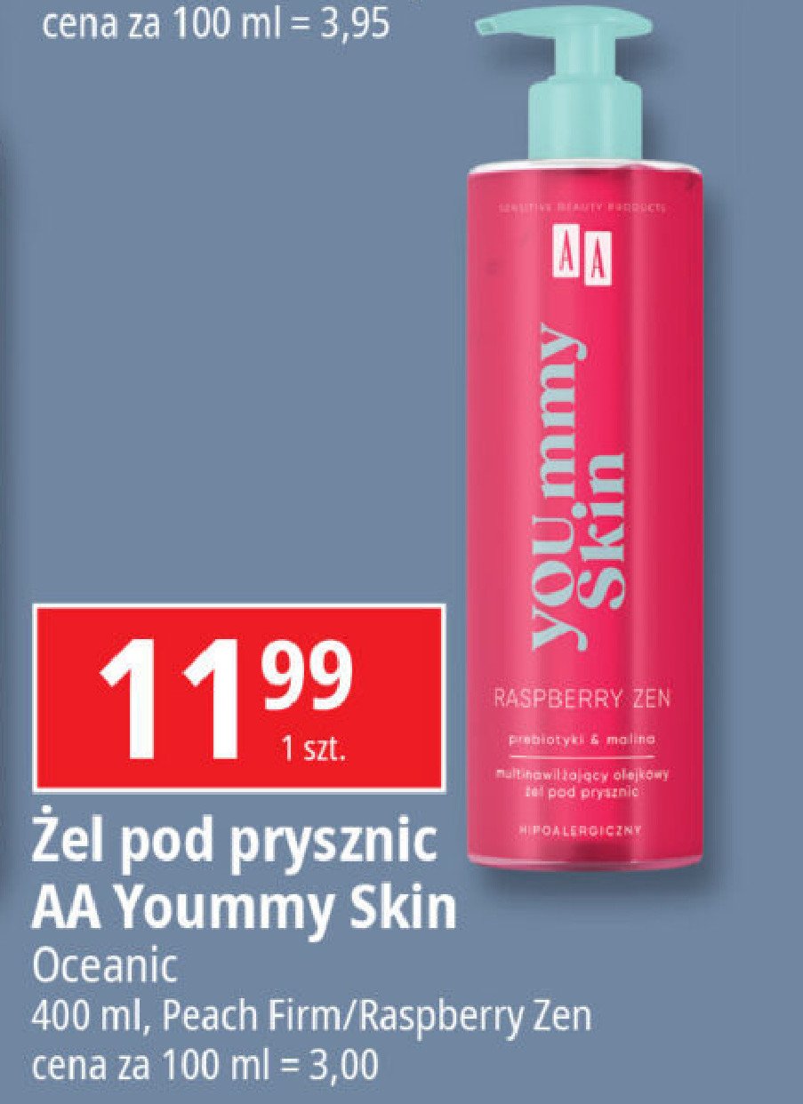 Multinawilżający olejkowy żel pod prysznic raspberry zen Aa yoummy skin promocja