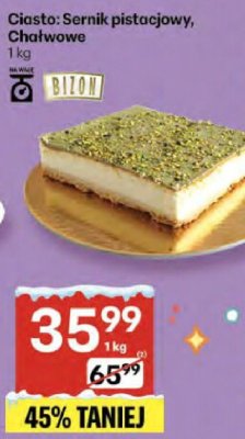 Ciasto Sernik pistacjowy Chałwowe promocja w Delikatesy Centrum