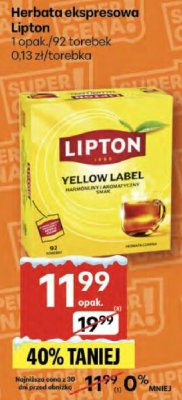 Herbata ekspresowa Lipton Yellow Label promocja w Delikatesy Centrum
