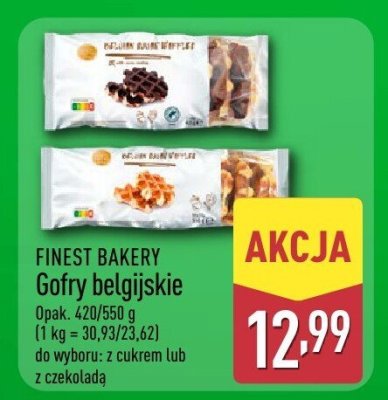 Gofry belgijskie FINEST BAKERY z cukrem lub z czekoladą promocja w Aldi