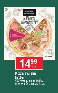 Pizza z szynką własnego wyrobu i pieczarkami Iglotex proste historie z pieca kamiennego promocja