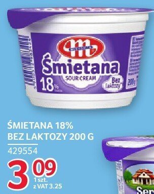 Śmietana 18% bez laktozy Mlekovita 200g promocja w Selgros