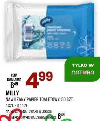 Papier toaletowy MILLY nawilżany, 50 szt. promocja w Drogerie Natura