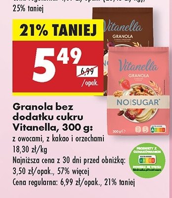 Granola z owocami bez cukru Vitanella promocja