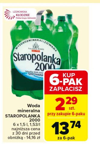 Woda gazowana Staropolanka 2000 promocja w Carrefour Market