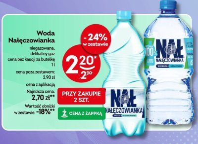 Woda Nałęczowianka niegazowana, delikatny gaz promocja w Żabka