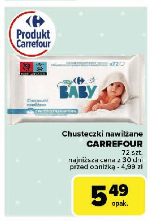 Chusteczki nawilżane z lanoliną i alantoiną CARREFOUR MY BABY promocja w Carrefour Market