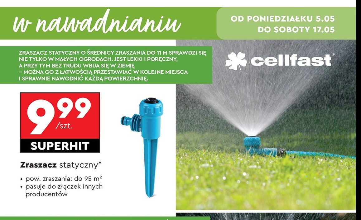 Zraszacz statyczny Cellfast promocja w Biedronka