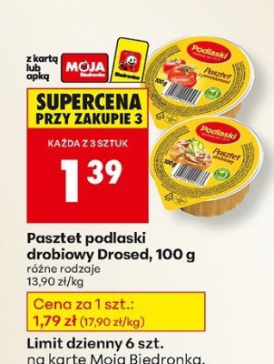 Pasztet podlaski drobiowy Drosed promocja w Biedronka