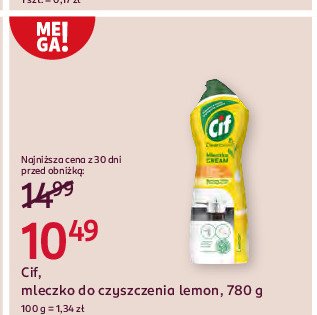 Mleczko do czyszczenia z mikrokryształkami lemon Cif cream promocja w Rossmann