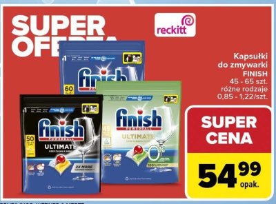 Kapsułki do zmywarki FINISH 45-65 szt. różne rodzaje promocja w Carrefour