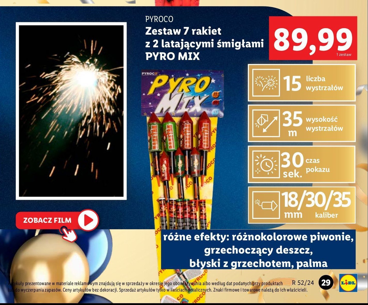 Zestaw rakiet pyro mix Pyroco promocja w Lidl