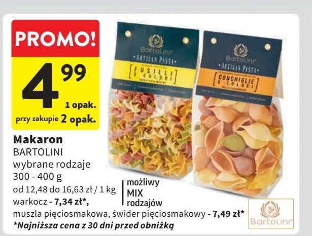 Makaron muszla 5 colori Bartolini artisan pasta promocja