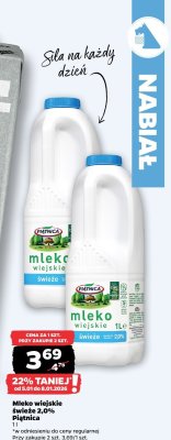 Mleko wiejskie świeże 2,0% Piątnica promocja w Netto