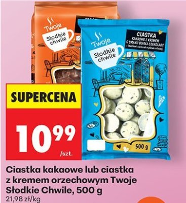 Ciastka kakaowe lub ciastka z kremem orzechowym Twoje Słodkie Chwile, 500g promocja w Biedronka