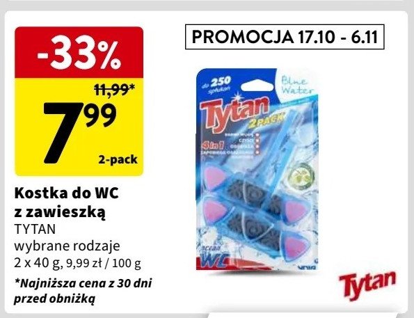 Zawieszka do wc blue water Tytan 4in1 promocja