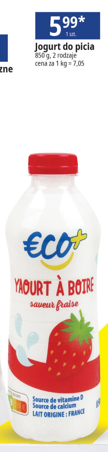 Jogurt do picia truskawka Eco+ promocja