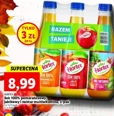Zestaw: sok pomarańczowy + sok jabłkowy + nektar multiwitamina Hortex promocja