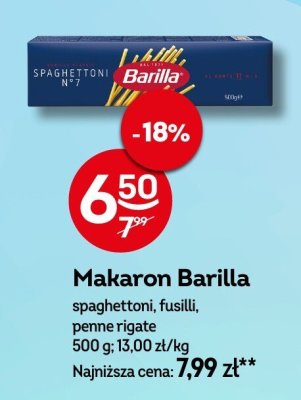 Makaron Barilla spaghettoni, fusilli, penne rigate promocja w Żabka