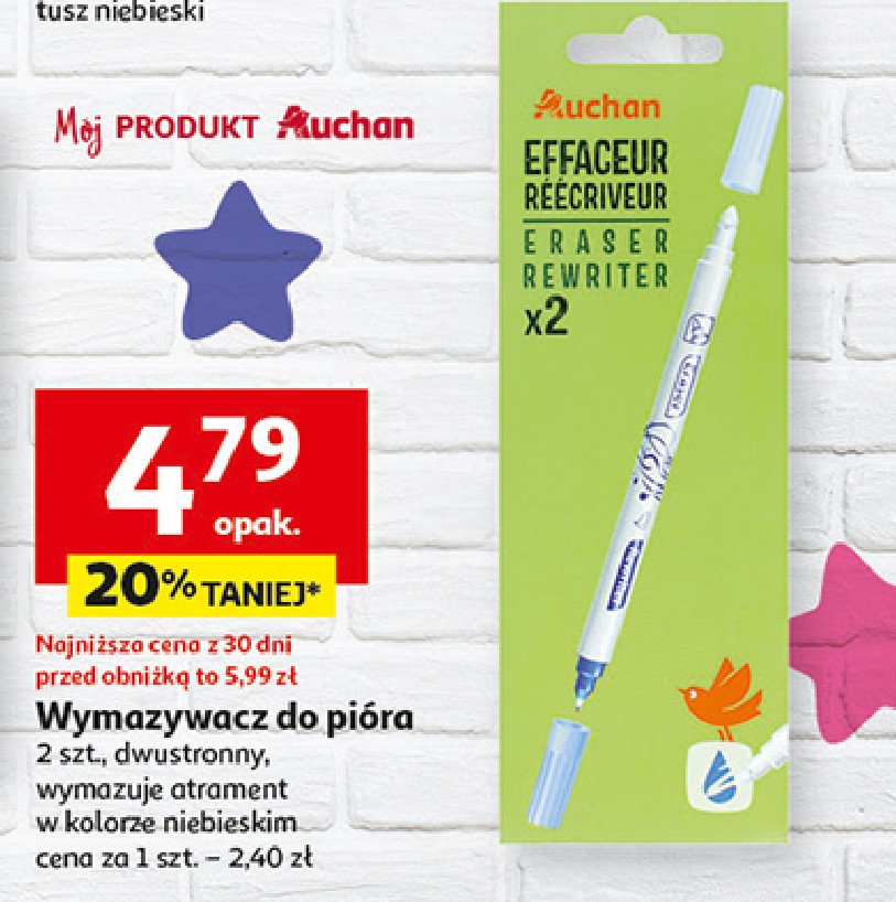 Wymazywacz do pióra Auchan promocja