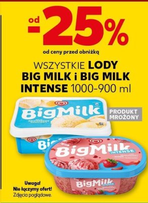 Wszystkie lody Big Milk i Big Milk Intense, różne rodzaje OD -20% promocja w Kaufland