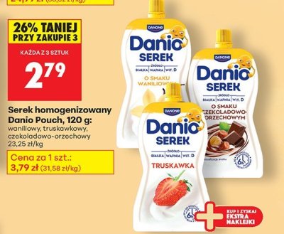 Serek homogenizowany Danio pouch, 120 g: truskawkowy promocja w Biedronka