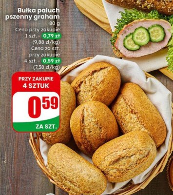 Bułka paluch pszenny graham promocja w Dino