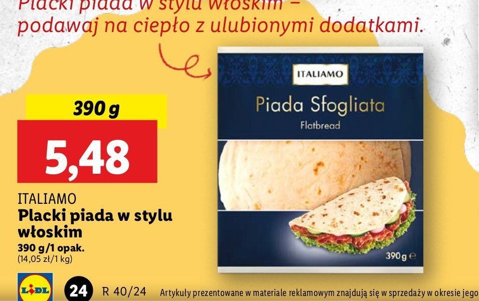 Placki piada sfogliata Italiamo promocja