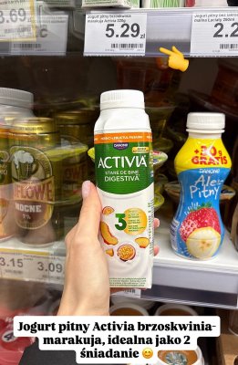 Jogurt pitny brzoskwinia-marakuja promocja w Dino