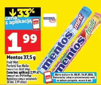 Mentos 37,5 g promocja w TOPAZ