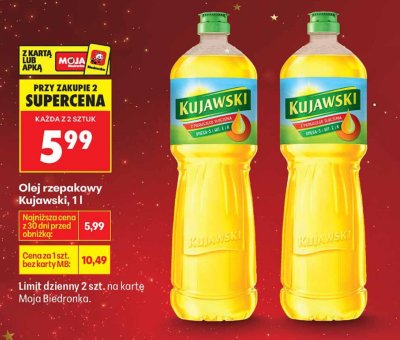 Olej rzepakowy Kujawski, 1 l promocja w Biedronka