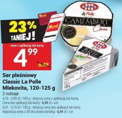 Ser pleśniowy Classic La Polle Mlekovita, 120-125 g promocja w Twój Market