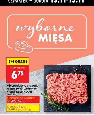 Mięso mielone z łopatki wieprzowej i wołowiny 400 g 1+1 GRATIS promocja w Biedronka